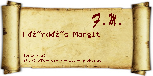 Fördős Margit névjegykártya