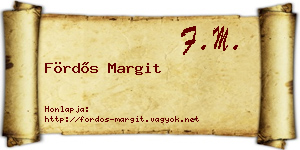 Fördős Margit névjegykártya